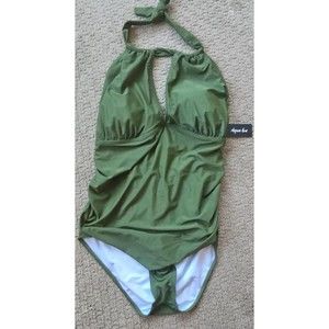 Aqua Eve One Piece Swimsuit Leopard Print Women’s Size 24W Padded Ruched NWT